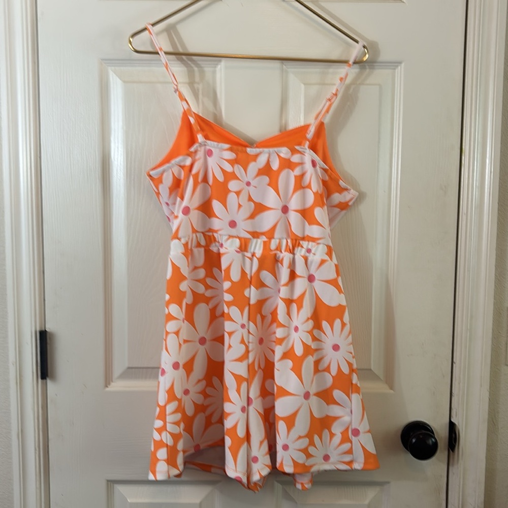 Floral Orange and White Women's Dress - Picture 3 of 4